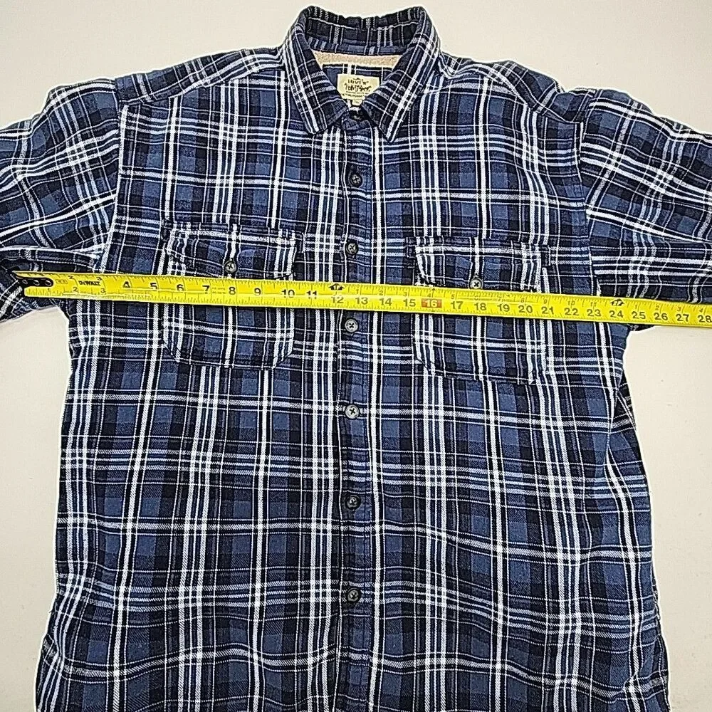 Levi's Flannel Shirt Jacket Blue Plaid Sherpa Lined Men Sz XL Button Pocket